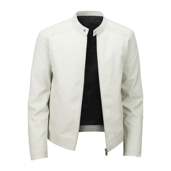 Herren Modische Lederjacke mit Stehkragen und praktischen Reißverschlusstaschen Echo Archiv