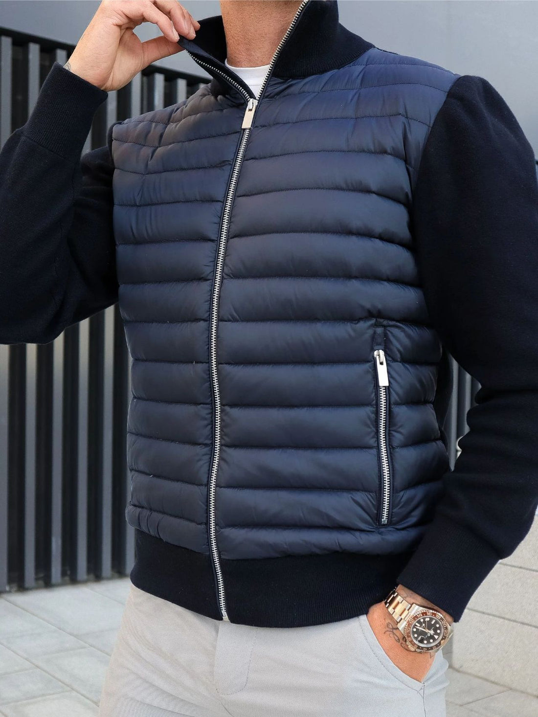 Herren Modische Steppjacke mit hohem Kragen – Taviero