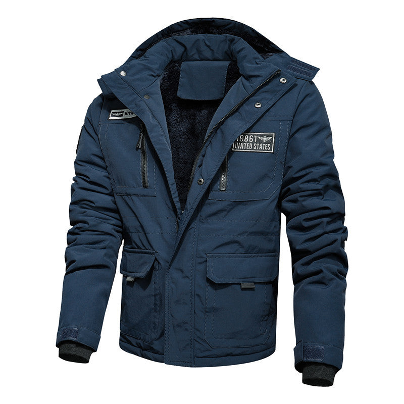 Herren Thermo-Outdoorparka mit Kunstfellkapuze, gesteppter Innenfütterung und multifunktionalen Taschen Echoarchiv
