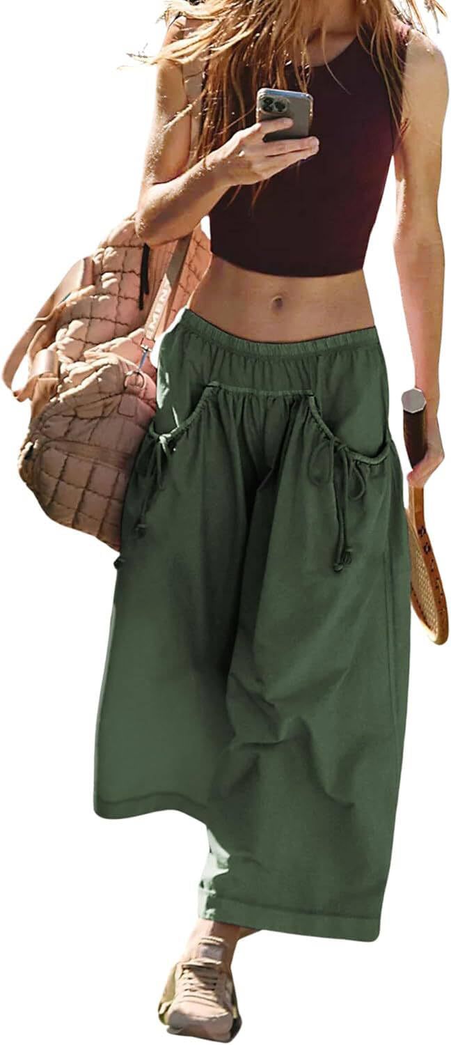 Damen Weite Culotte-Hose mit Kordelzug und großzügigen Taschen – Avérine