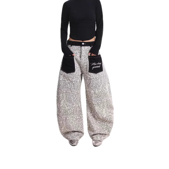 Damen Weitgeschnittene Hose mit Tierfell-Muster Echoarchiv