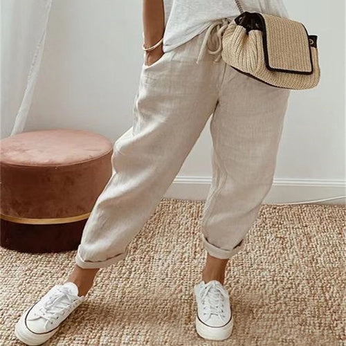 Damen Lockere Bedruckte Jogger mit Kordelzug und Rippbund Echoarchiv