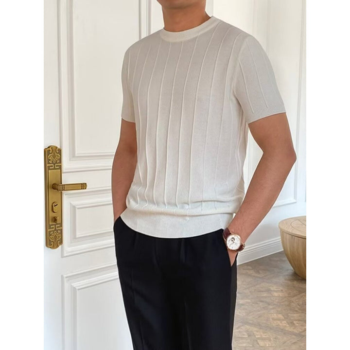 Herren Kurzarm Strickpullover mit Rippstruktur Echo Archiv