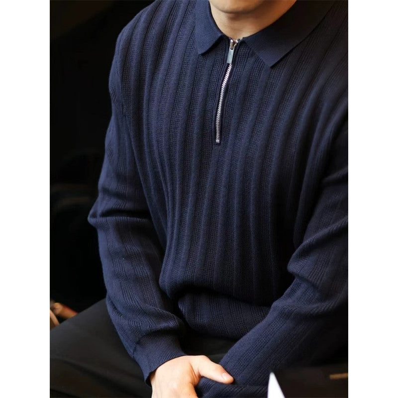 Herren Strickpullover mit Kragen und praktischem Reißverschluss Echoarchiv