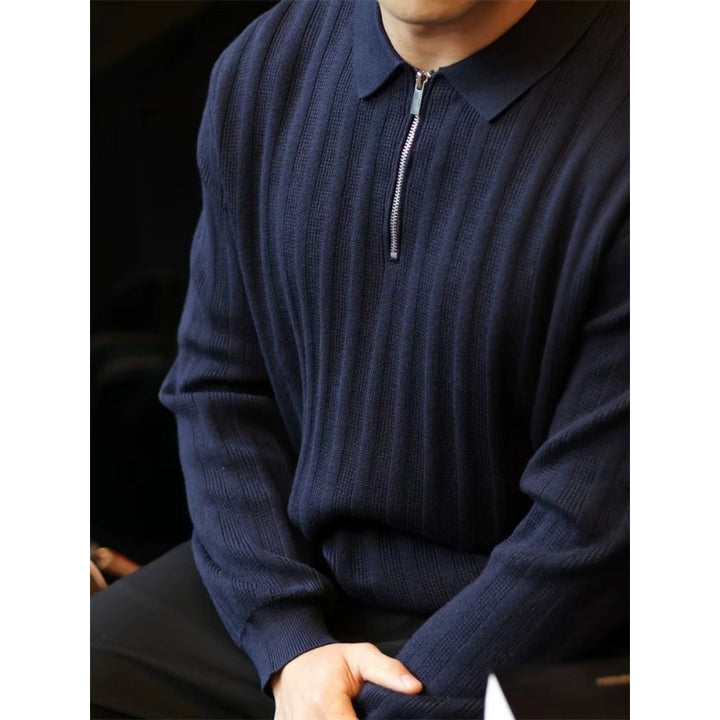 Herren Strickpullover mit Kragen und praktischem Reißverschluss Echoarchiv