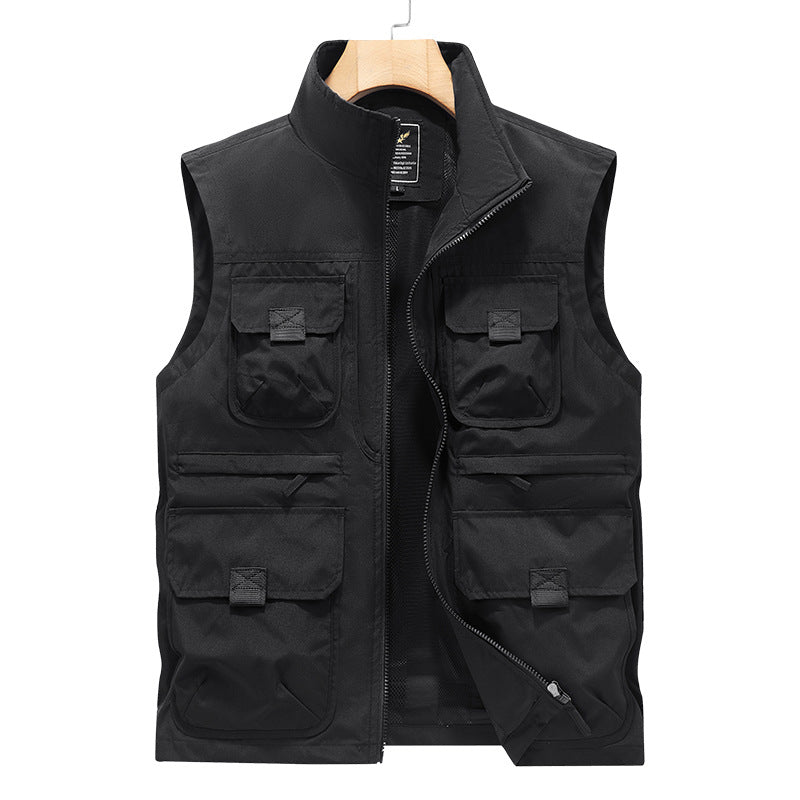Herren Outdoor-Multitaschenweste mit Schnellzugriffstaschen und Stehkragen – Marzano