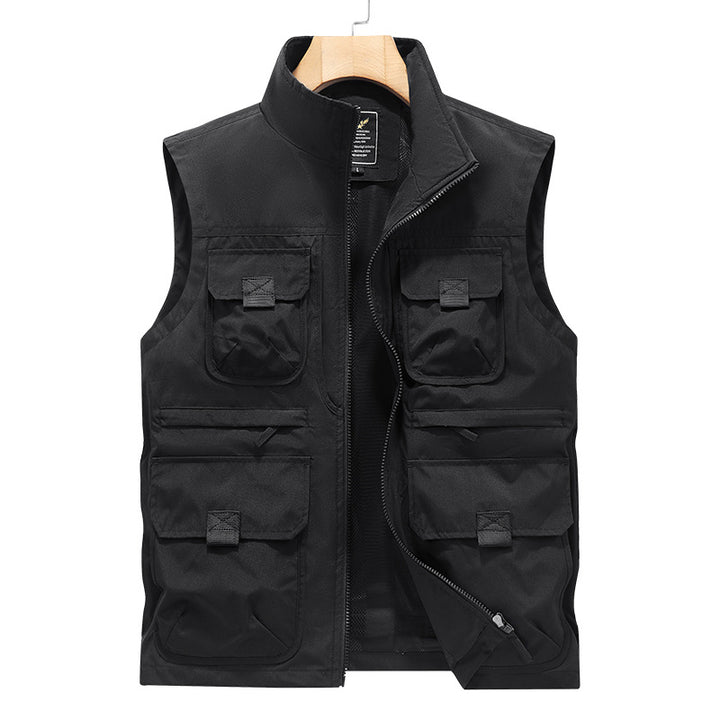 Herren Outdoor-Multitaschenweste mit Schnellzugriffstaschen und Stehkragen – Marzano