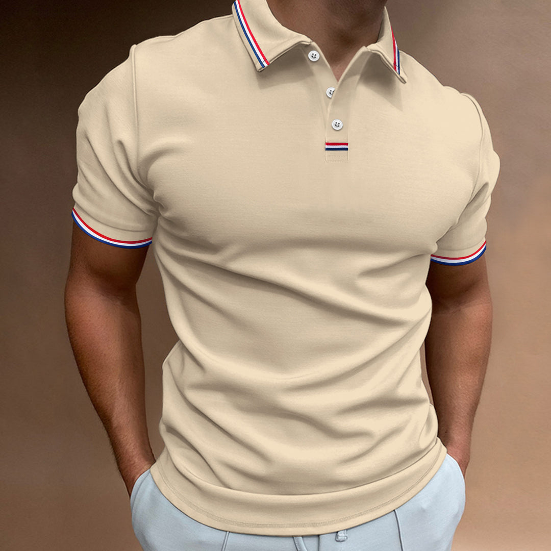 Herren Polohemd mit modernen Kontrastdetails und atmungsaktivem Gewebe Echoarchiv
