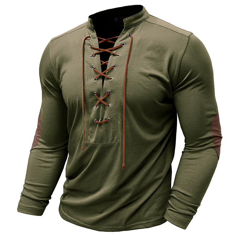 Herren Langarmshirt mit Schnürung und modernen Akzenten Echoarchiv