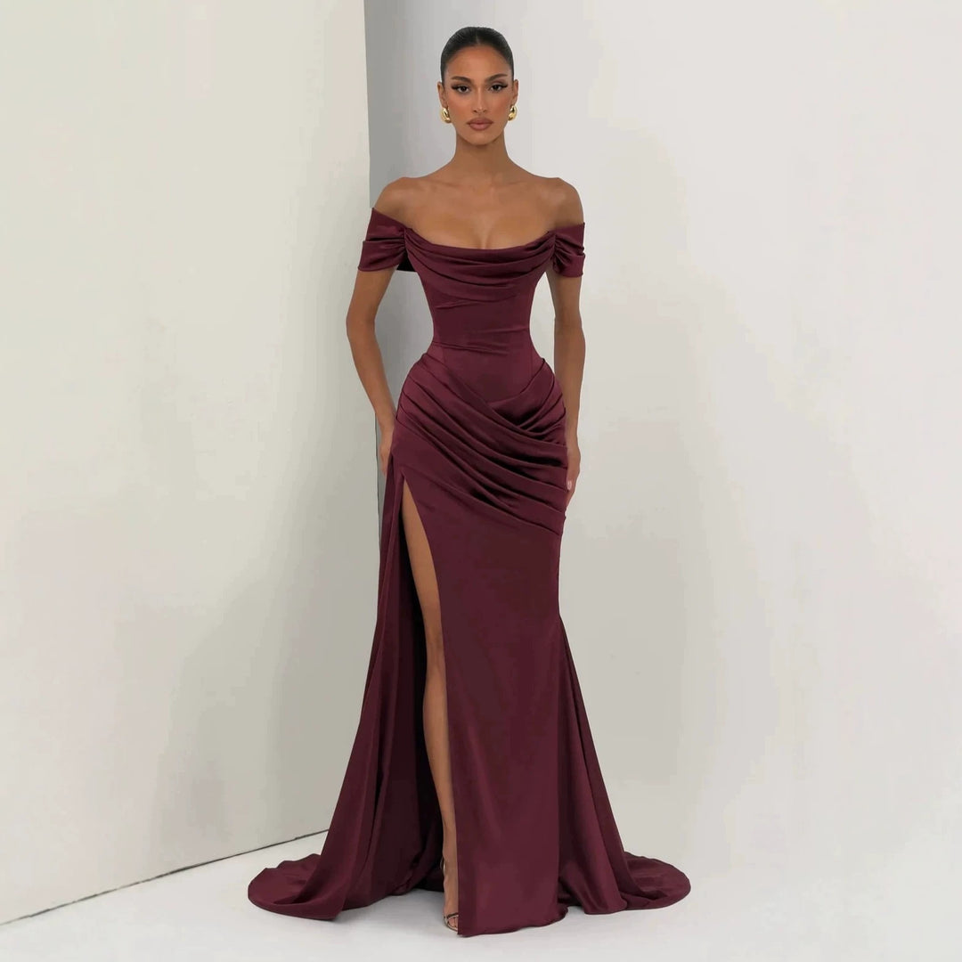Damen Elegantes Off-Shoulder-Maxikleid mit seitlichem Schlitz Echo Archiv