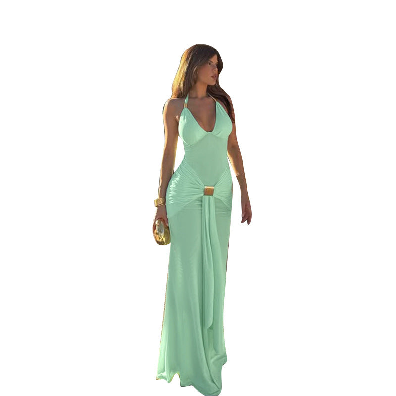 Damen Maxikleid mit raffiniertem Wickeldesign und verführerischem V-Ausschnitt Echo Archiv