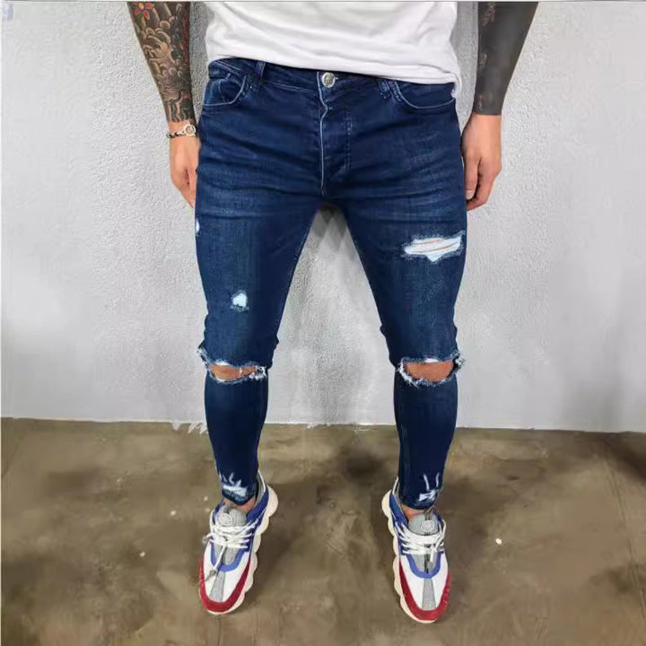 Herren Slim Fit JEchoarchivns mit modischen Rissen Echoarchiv