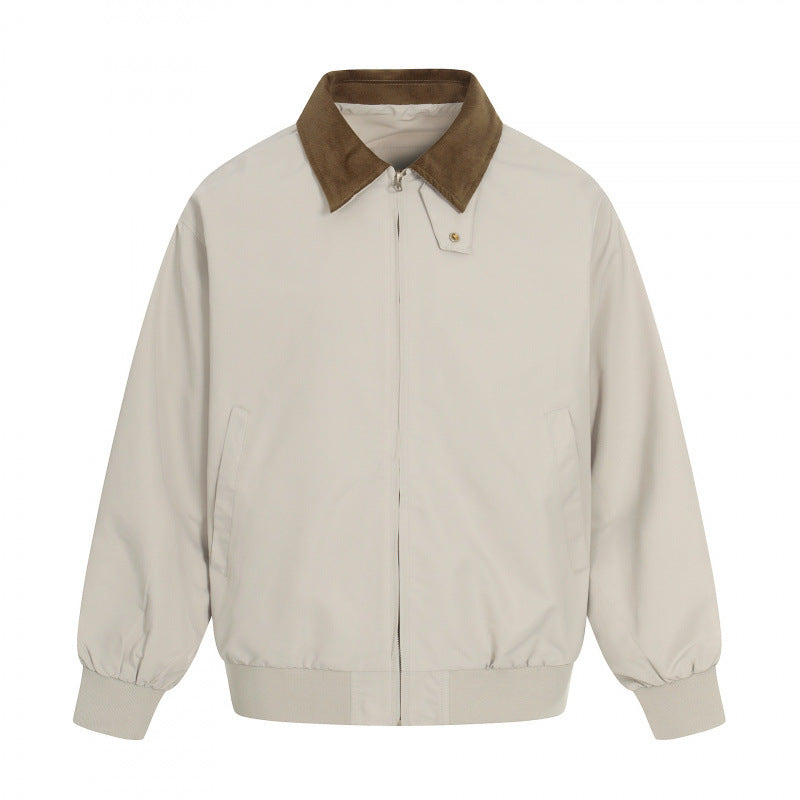 Herren Harrington-Jacke mit Cordkragen, geripptem Saum und dezenter Frontzipper Echo Archiv