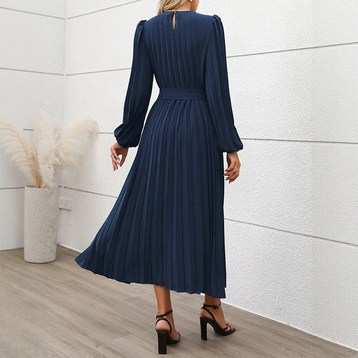 Damen Elegantes Faltenmaxikleid mit Taillengürtel Echo Archiv