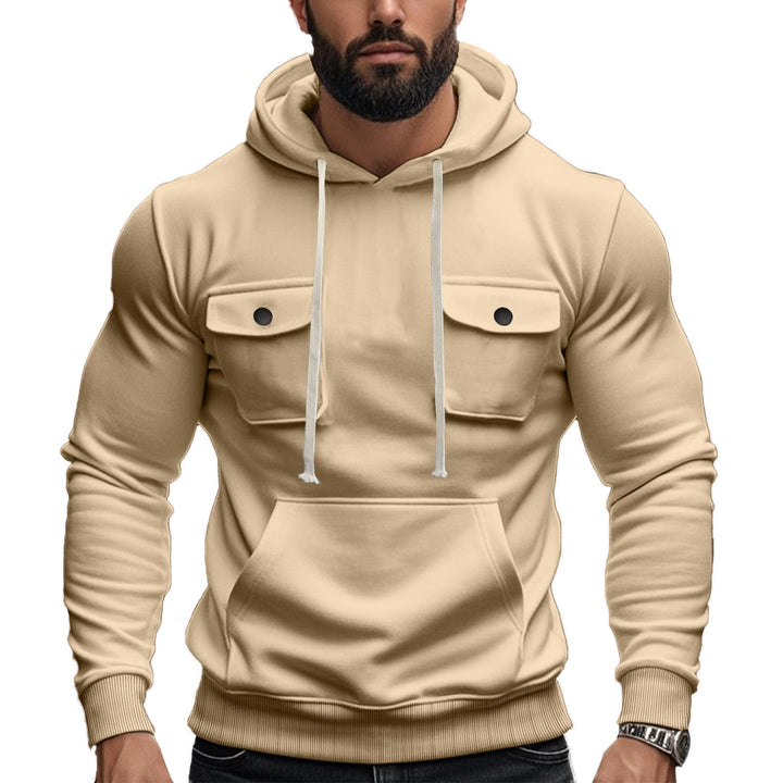 Herren modischer Kapuzenpullover mit praktischen Brusttaschen und Struktur Echoarchiv