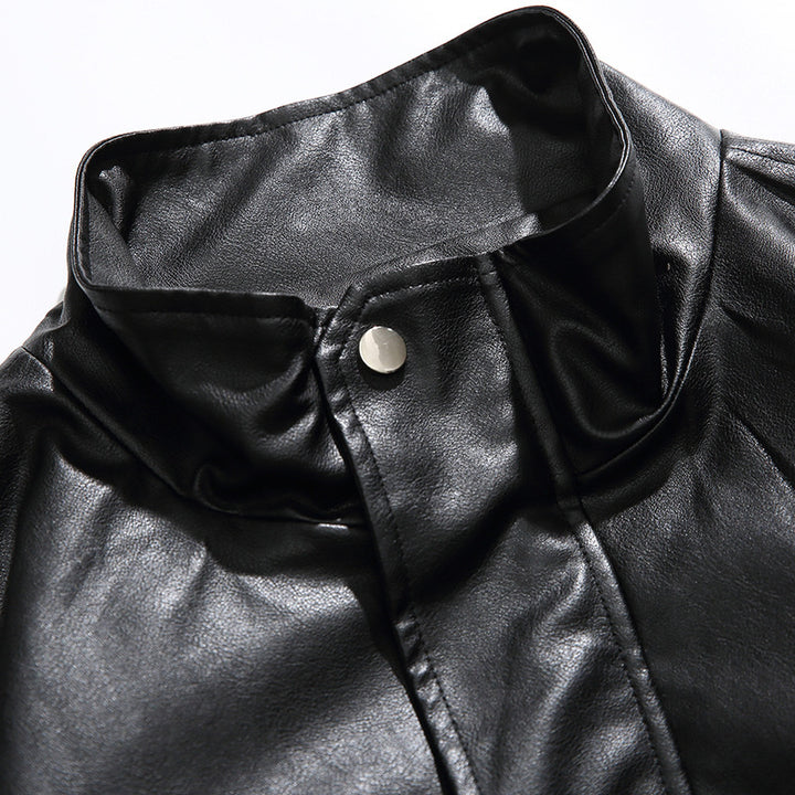 Herren Boxy Kunstleder-Blousonjacke mit Stehkragen Druckknopfblende und elastischem Saum Echo Archiv