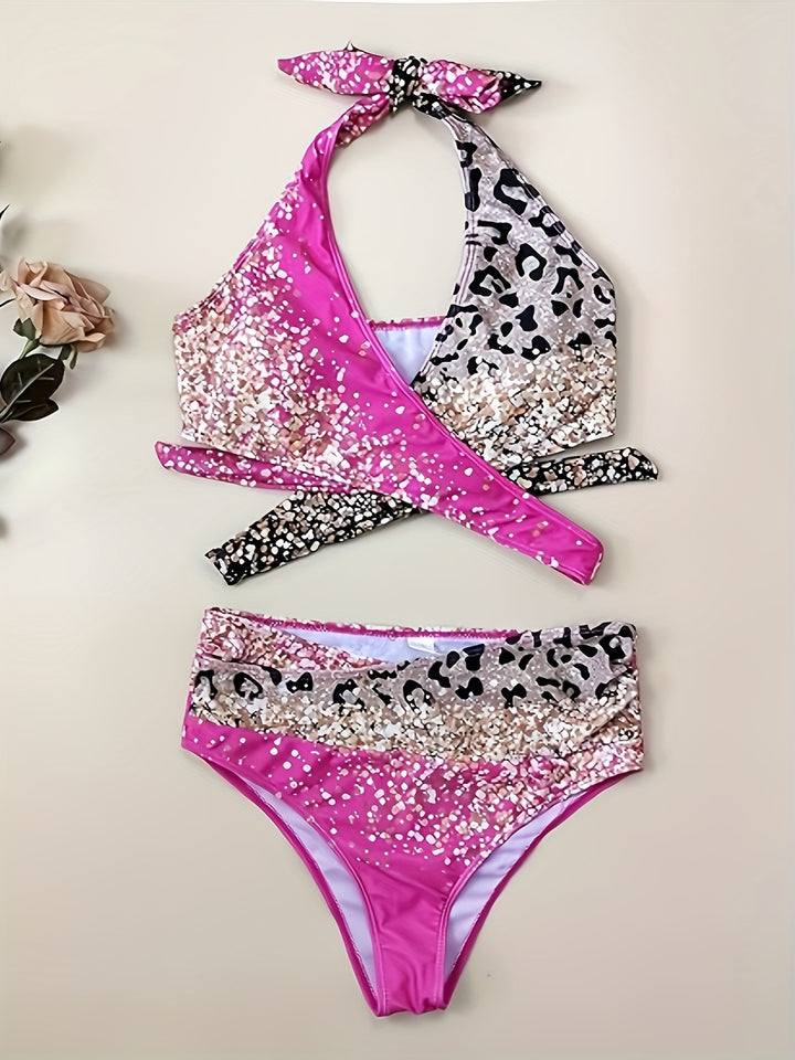 Damen Hochtailliertes Bikiniset mit verspieltem Knoten und schimmernden Akzenten Echo Archiv