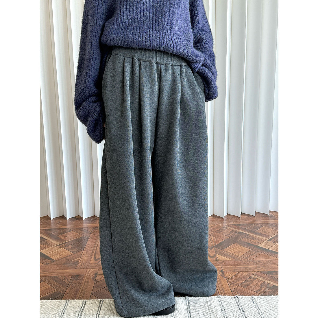Damen Hochtaillierte Relaxed‑Palazzo‑Hose mit Bundfalten und elastischem Komfortbund Echoarchiv
