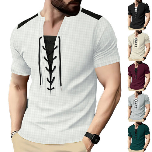 Herren Kurzarm Shirt mit sportlichem Schnürdesign Echoarchiv
