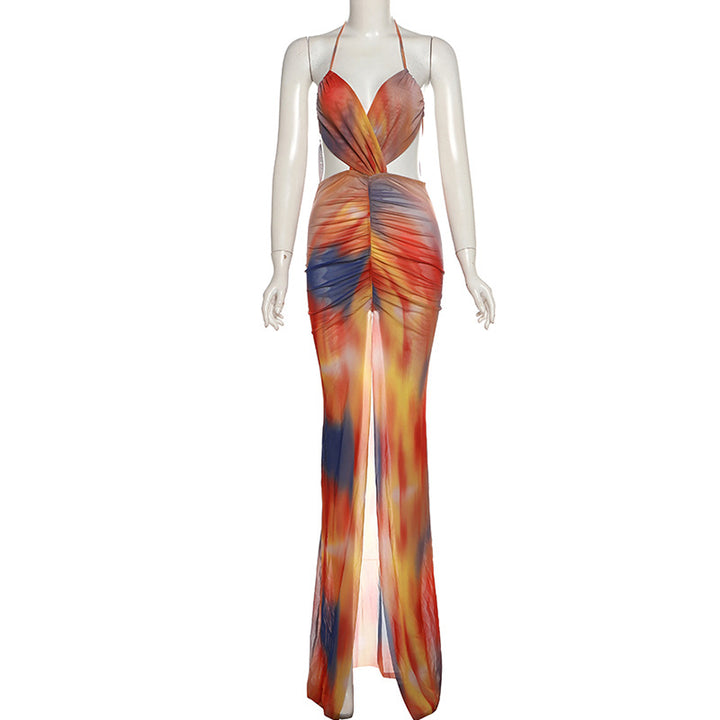 Damen Maxikleid mit raffinierten Drapierungen und tiefem Schlitz Echo Archiv