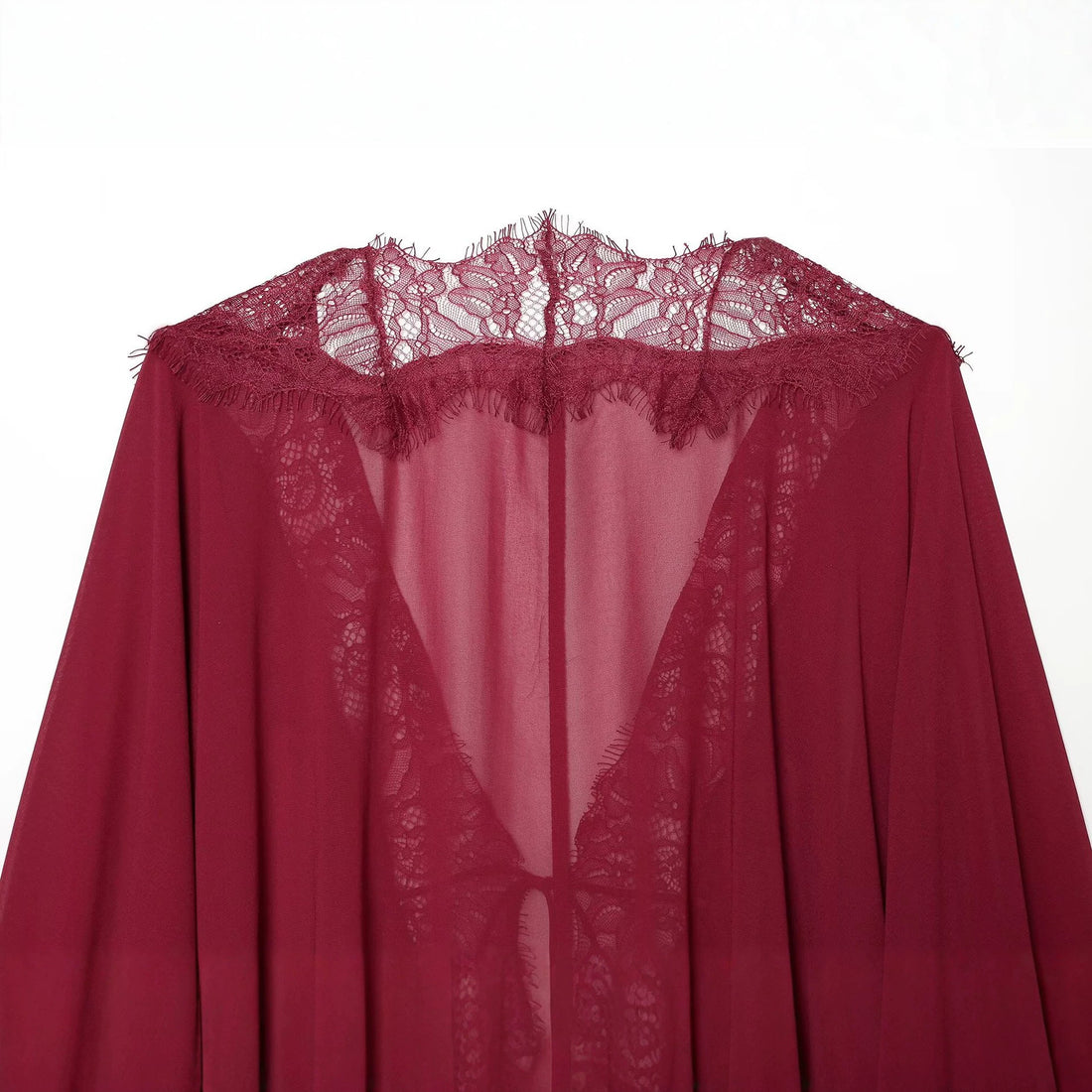 Damen Fließende Kimono‑Bluse mit Spitzenbesatz und Bindeband Echoarchiv