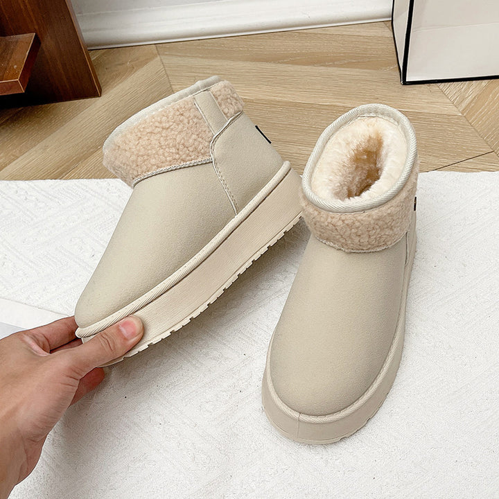 Damen Gefütterte Kurzstiefel mit Teddyfutter, Faux‑Velours und Plateau‑Sohle Echo Archiv
