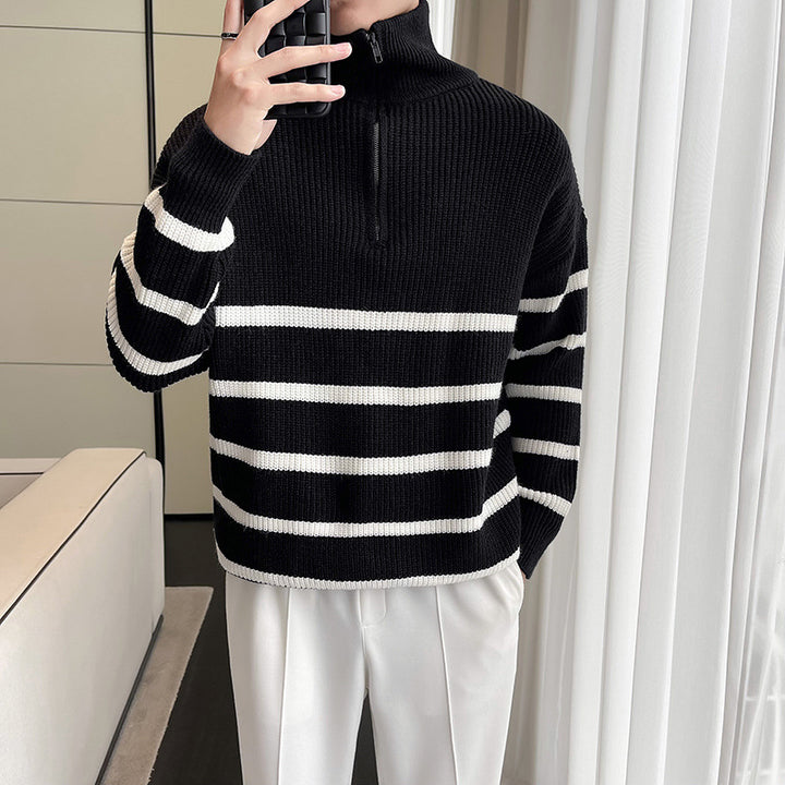 Herrenmode Strickpullover mit Stehkragen und Reißverschluss Echo Archive