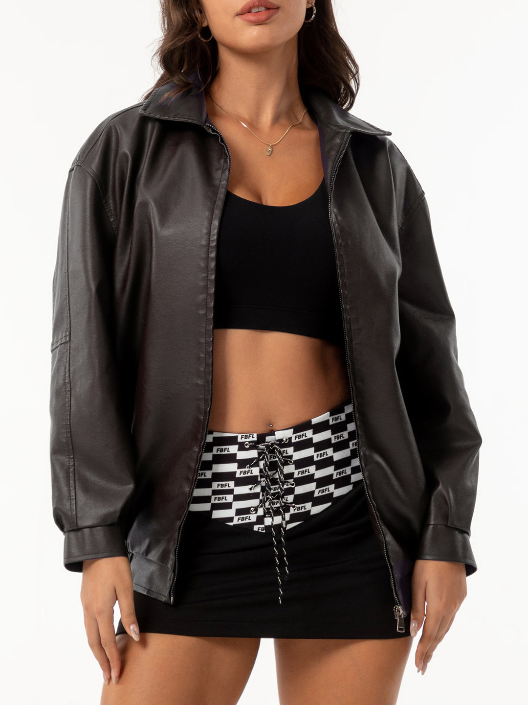 Damen nan leichte Satin Bomberjacke mit Reißverschluss und lockerer Passform Echo Archiv