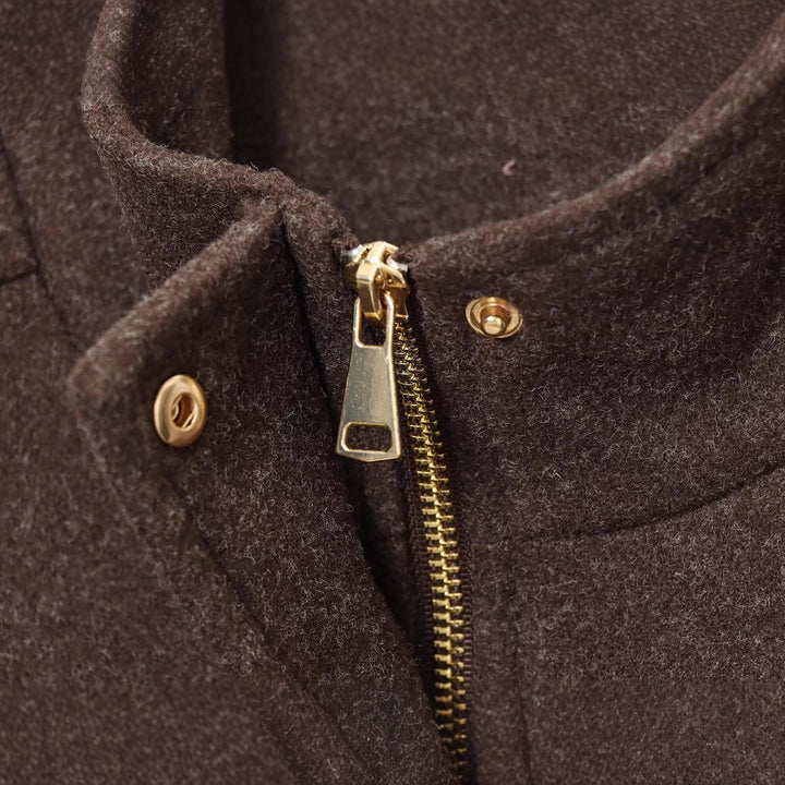 Damen Kurz geschnittene Wollmix-Boxy-Jacke mit Stehkragen und Pattentaschen Echoarchiv