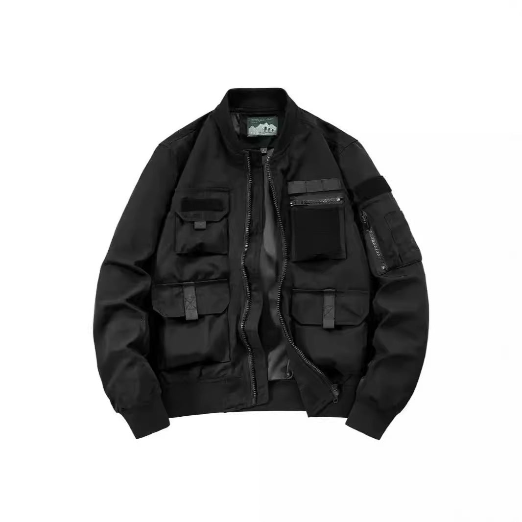 Herren taktische Bomberjacke mit multifunktionalen Taschen und Stretchbündchen – Brevano