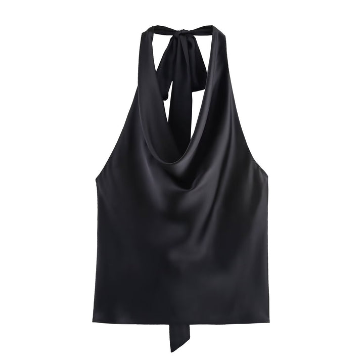 Damen Edles Haltertop mit fließendem Schnitt und eleganter Rückenbinde Echo Archiv