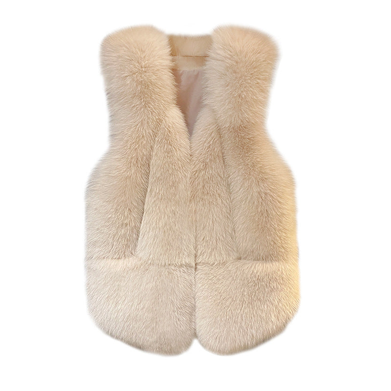 Damen Ärmellose Hochflor-Faux-Fur-Weste mit taillierter Passform und Eingrifftaschen Echo Archiv