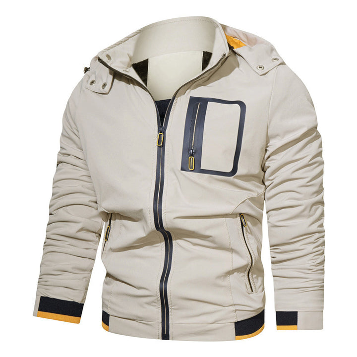 Herren Leichter technischer Kapuzenblouson mit wasserdichter Brusttasche und gerippten Kontrastbündchen Echo Archiv