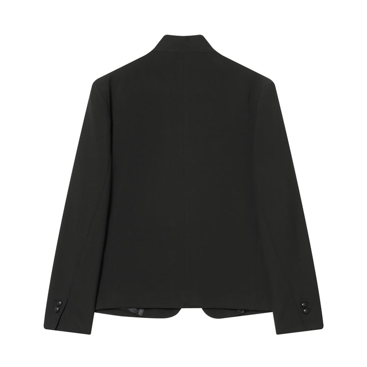 Damen taillierter Stehkragen-Blazer mit verdeckter asymmetrischer Front und Zierknöpfen – Valéne