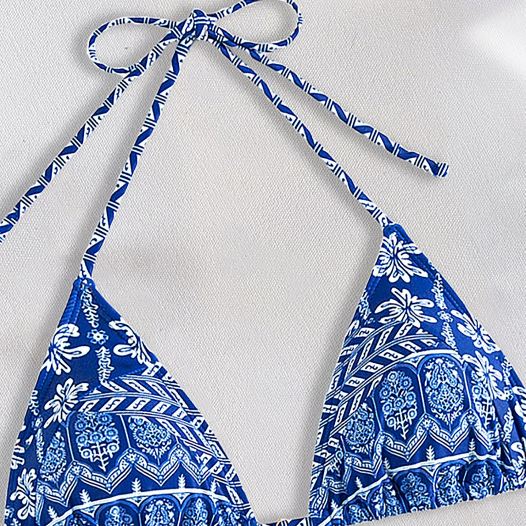 Damen Triangel-Bikini mit verspielt floralem Design und bindbaren Trägern Echo Archiv