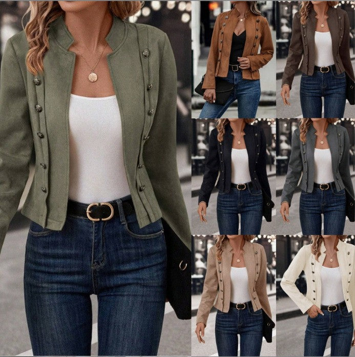 Damen nan taillierte Militärische Kurzjacke mit Stehkragen und dekorativer Doppelknopfleiste Echo Archiv