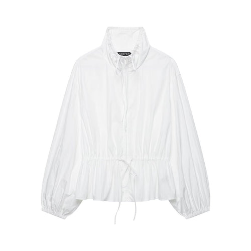 Damen Ultralight Cropped Anorak mit Tunnelzugtaillierung, Ballonärmeln und hohem Stehkragen Echo Archiv