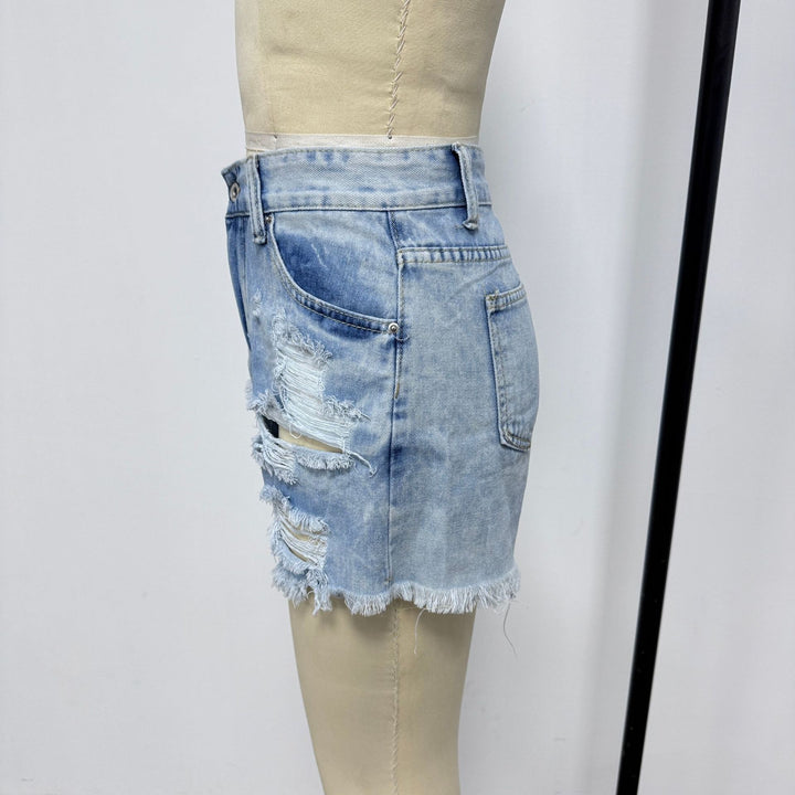 Damen Destroyed Denim-Shorts im lässigen Stil Echo Archiv