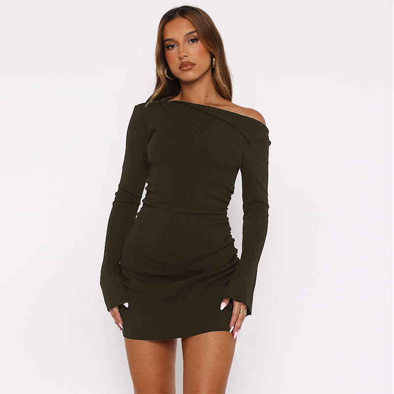 Damen asymmetrisches Minikleid mit Raffungen und elegantem Ausschnitt Echo Archiv