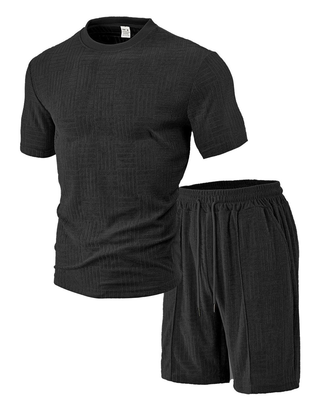 Herren Sportliches Set aus strukturierter Kurzarmoberteile und Shorts Echoarchiv