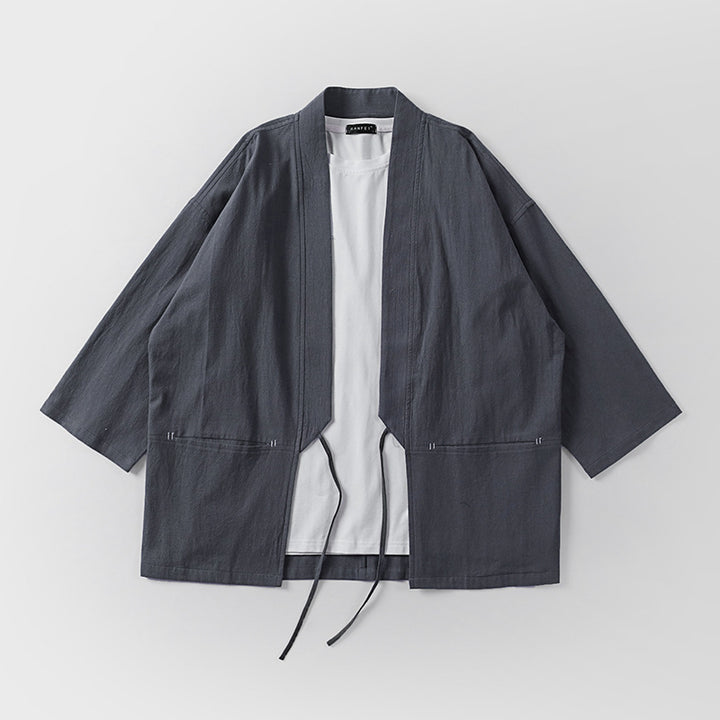 Unisex Kimono-Haori-Jacke mit Bindegürtel und dreiviertelärmeln Echoarchiv