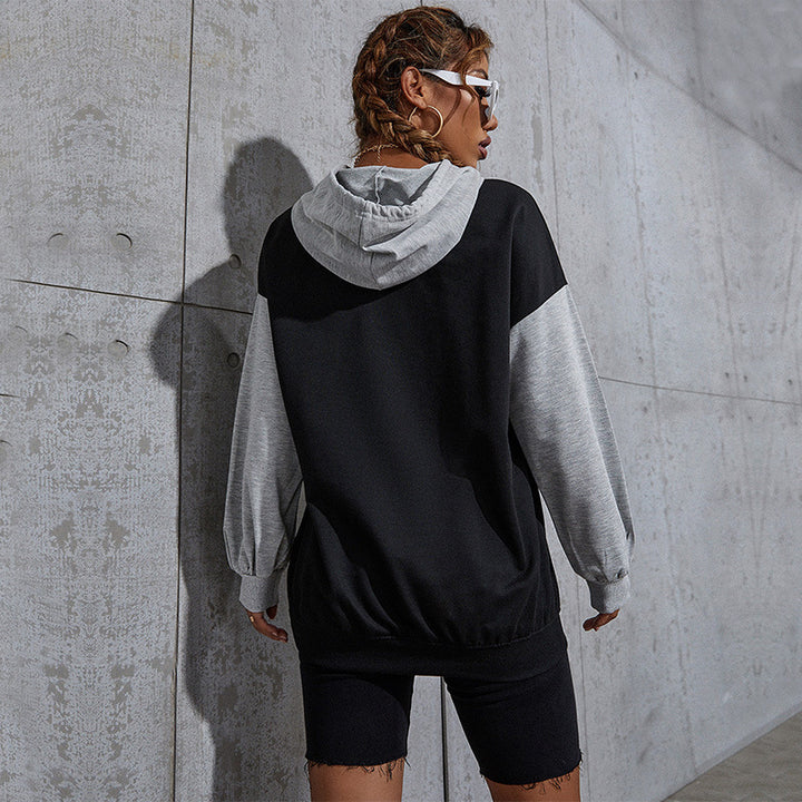 Damen Oversize Sweatshirt mit Kapuze, Kontrastärmeln und Kängurutasche Echoarchiv