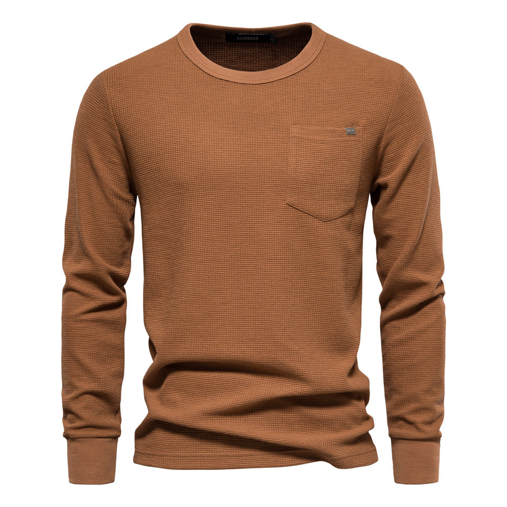 Herren Langarmshirt mit modularem Waffelstruktur und praktischer Brusttasche Echoarchiv