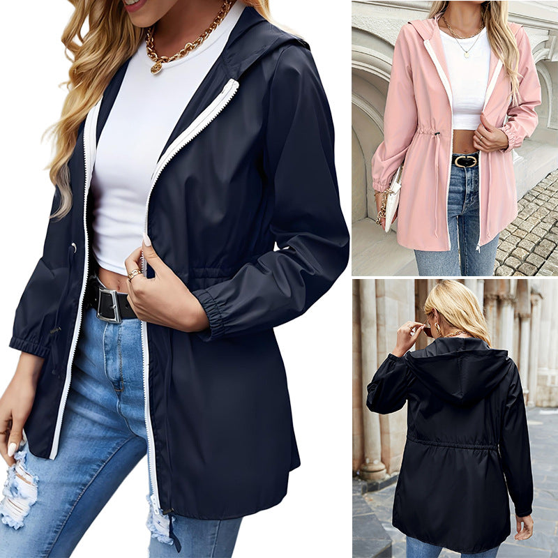 Damen leichte Übergangsjacke mit verstellbarem Tunnelzug Echoarchiv
