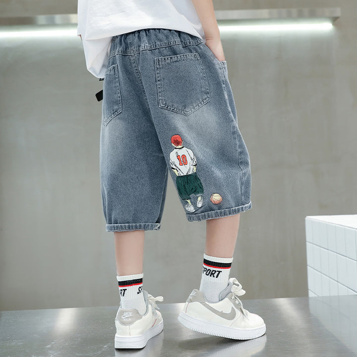 Jungen lässige Denim-Shorts mit exklusivem Stickdesign Echo Archiv