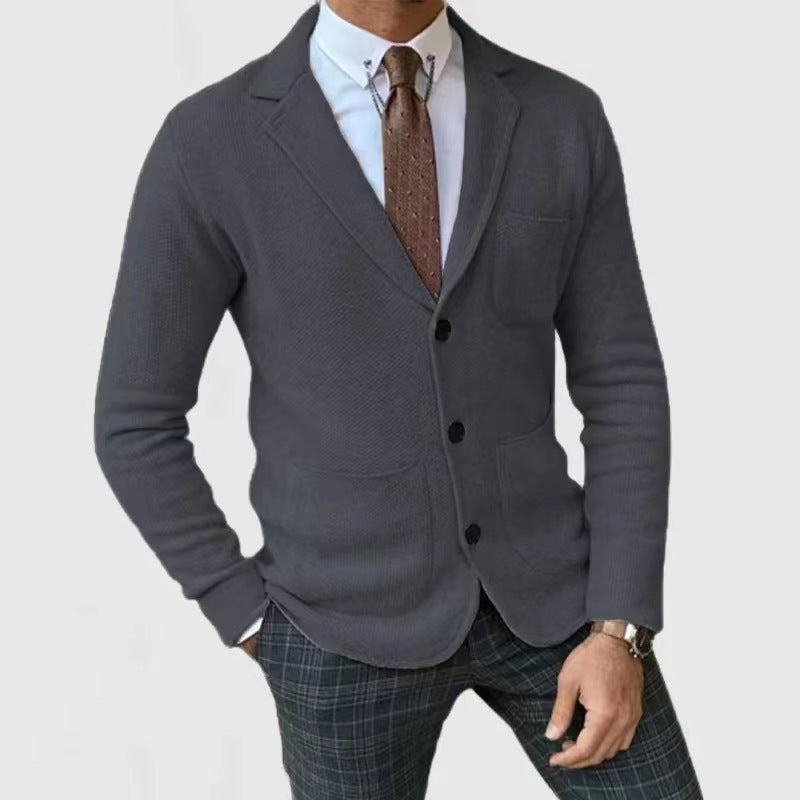 Herren Strickblazer mit Knopfleiste und praktischen Taschen Echoarchiv