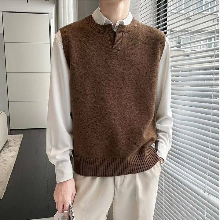 Herren Moderner Grobstrickpullover ohne Ärmel Echoarchiv