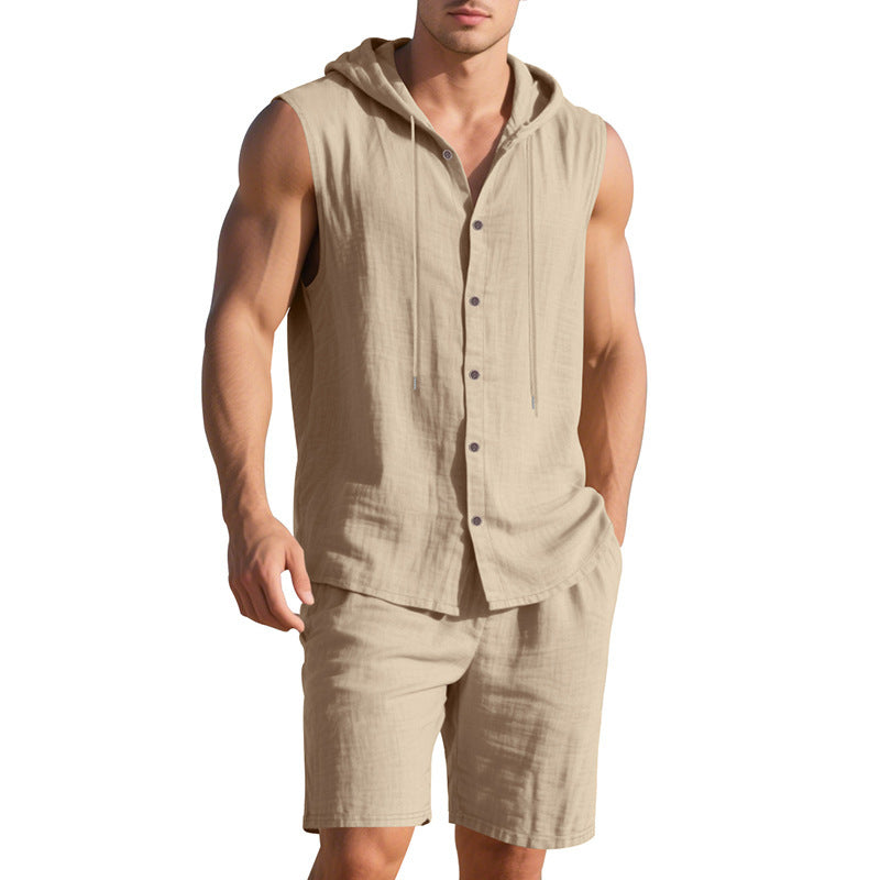 Herren lässiges Kapuzenshirt und Shorts-Set Echoarchiv
