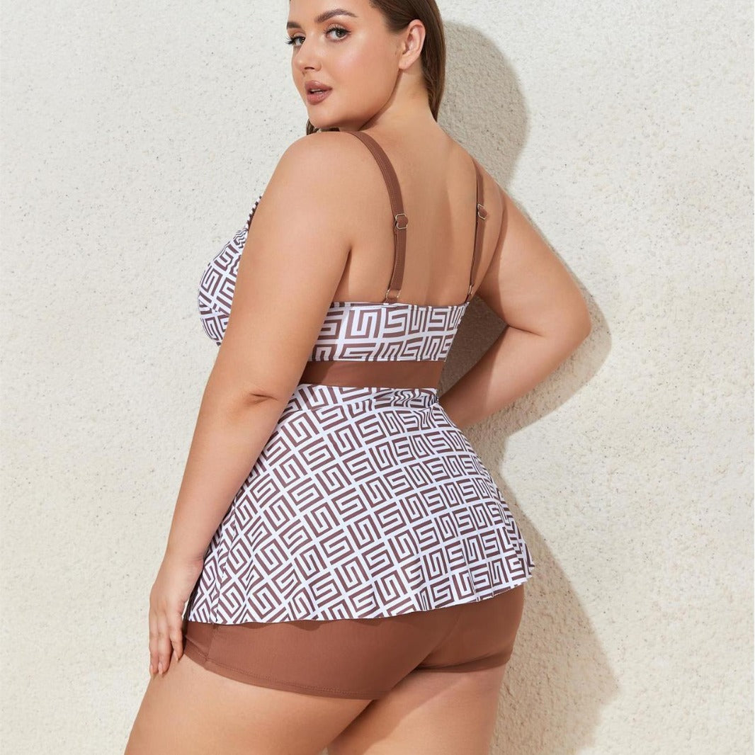 Damen Modischer Tankini mit skulpturalen Musteranwendungen Echo Archiv