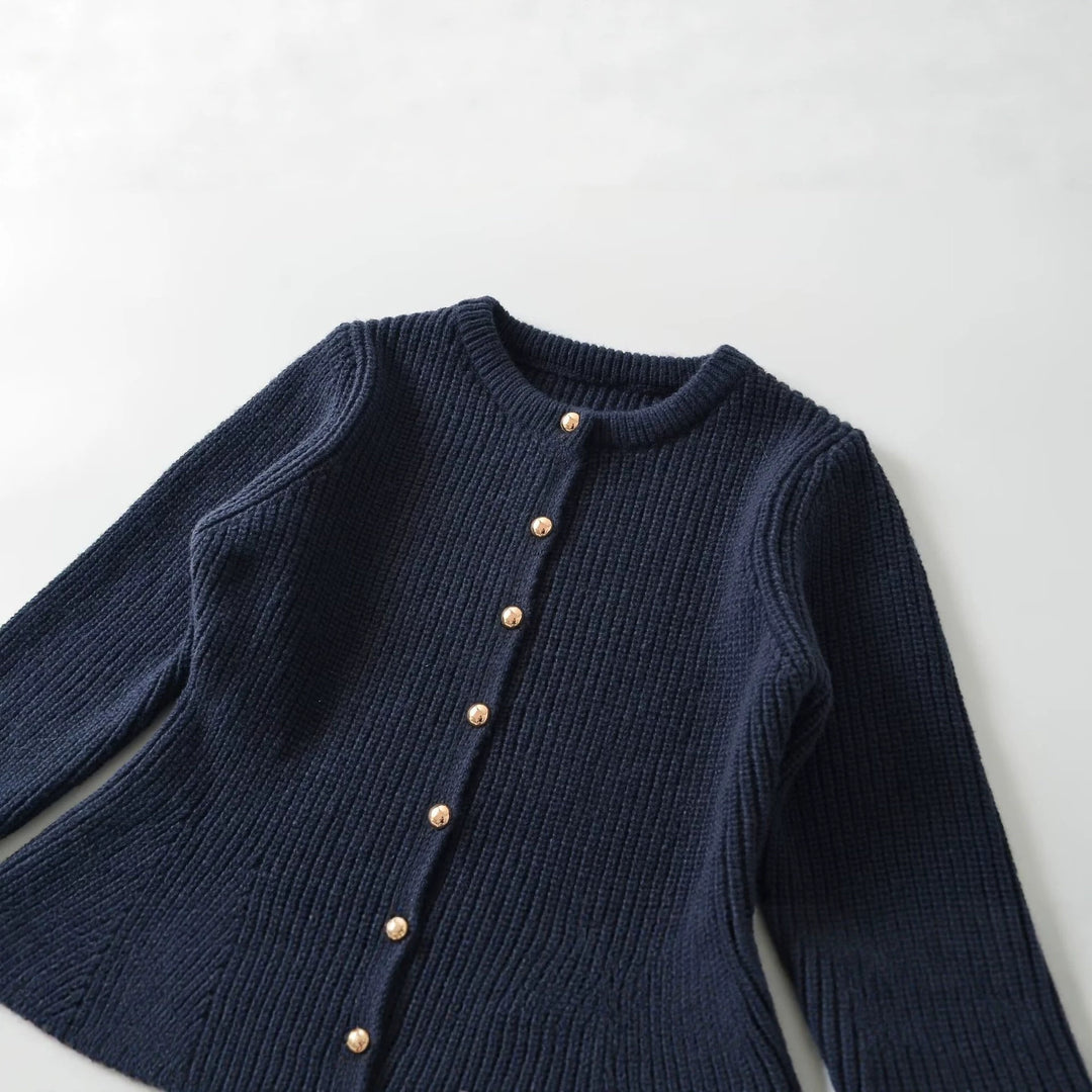Damen Strickjacke mit tailliertem, ausgestelltem Saum und Zierknopfleiste Echo Archiv